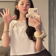 Load image into Gallery viewer, Pure Cotton Summer Design Sense Niche Loose Short High Waist Short Sleeve T-shirt Women&#39;s Slimming Korean Clothes Tshirt Women