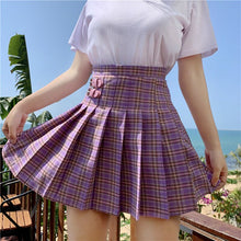 Load image into Gallery viewer, Purple Preppy Style Mini Pleated Skirt Women 2019 Summer Casual School Kawaii Plaid Short Skirt Ladies High Waist Saia Faldas