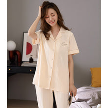 Load image into Gallery viewer, Pyjamas Women&#39;s 100% Cotton 2-piece Pajamas Short Sleeve XXL Sleepwear Summer Pijama Female Soild Colour Home Wear