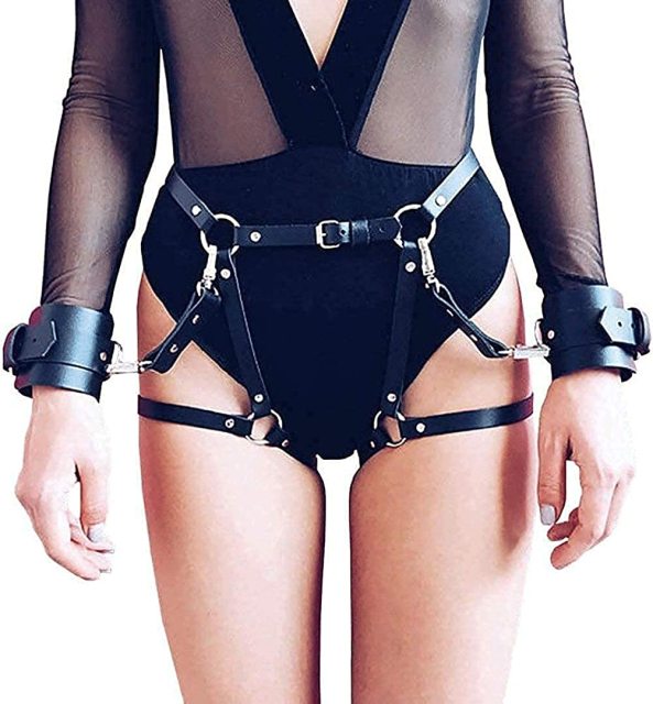 Rave Caged Leg Garter Belts for Women and Girls Body Harness Chains Fashion Nightclub Party Belly Belts Accessories