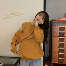 Load image into Gallery viewer, Real Shot 2021 Autumn New Korean Style off-the-Shoulder Long Sleeve