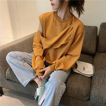 Load image into Gallery viewer, Real Shot 2021 Autumn New Korean Style off-the-Shoulder Long Sleeve