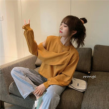 Load image into Gallery viewer, Real Shot 2021 Autumn New Korean Style off-the-Shoulder Long Sleeve