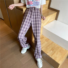 Load image into Gallery viewer, Real Shot 2021 Autumn Plaid High Waist Wide Leg Pants Women&#39;s Pants