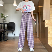 Load image into Gallery viewer, Real Shot 2021 Autumn Plaid High Waist Wide Leg Pants Women&#39;s Pants