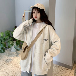 Real Shot Autumn New Simple Letter Hooded Loose