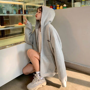 Real Shot Autumn New Simple Letter Hooded Loose