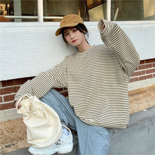 Load image into Gallery viewer, Real Shot Cost-Effective Striped Long Sleeve Early Autumn round Neck Loose