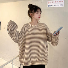 Load image into Gallery viewer, Real Shot Cost-Effective Striped Long Sleeve Early Autumn round Neck Loose