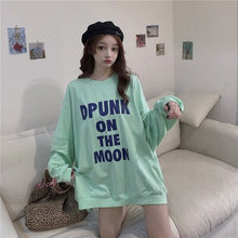 Load image into Gallery viewer, Real Shot Korean Style Letter Print Pullover Long Sleeve 2021 Fashion Korean Hoodies Oversize Loose Causal Pullover Tops Female