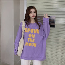 Load image into Gallery viewer, Real Shot Korean Style Letter Print Pullover Long Sleeve 2021 Fashion Korean Hoodies Oversize Loose Causal Pullover Tops Female