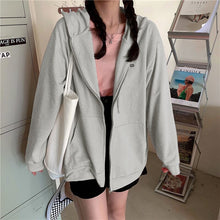 Load image into Gallery viewer, Real Shot Korean Style Loose Versatile Hooded Zipper Sweater