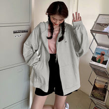 Load image into Gallery viewer, Real Shot Korean Style Loose Versatile Hooded Zipper Sweater