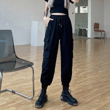 Load image into Gallery viewer, Real Shot Overalls Women&#39;s Summer Loose Tappered Black High