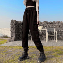 Load image into Gallery viewer, Real Shot Overalls Women&#39;s Summer Loose Tappered Black High