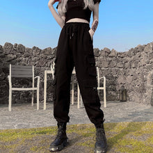 Load image into Gallery viewer, Real Shot Overalls Women&#39;s Summer Loose Tappered Black High