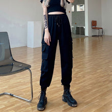 Load image into Gallery viewer, Real Shot Overalls Women&#39;s Summer Loose Tappered Black High