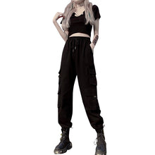 Load image into Gallery viewer, Real Shot Overalls Women&#39;s Summer Loose Tappered Black High