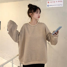 Load image into Gallery viewer, Real Shot Striped Long-Sleeved Sweater Early Autumn round Neck Loose