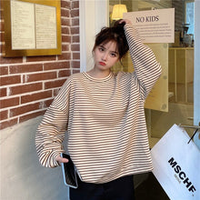 Load image into Gallery viewer, Real Shot Striped Long-Sleeved Sweater Early Autumn round Neck Loose