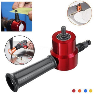 Red Metal Cutting Machine Double Head Sheet Nibbler Metal Cutter Drill Attachment 360 Degree Adjustable Metal Electric Cutter