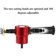 Load image into Gallery viewer, Red Metal Cutting Machine Double Head Sheet Nibbler Metal Cutter Drill Attachment 360 Degree Adjustable Metal Electric Cutter