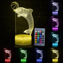 Load image into Gallery viewer, Remote / Touch Control 3D LED Night Light LED Table Desk Lamp Dolphin LED Night Light Color Change 3D LED Light for Kids Gift 30