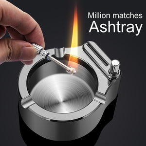 Retro Metal Ashtray Ten Thousand Match Lighter Multifunction Ashtray PUO88