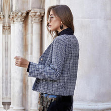 Load image into Gallery viewer, Retro Plaid Blazer Ladies Autumn Fashion Casual Knitted Woolen Pearl Button Cardigan Long Sleeve Top Women