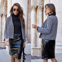 Load image into Gallery viewer, Retro Plaid Blazer Ladies Autumn Fashion Casual Knitted Woolen Pearl Button Cardigan Long Sleeve Top Women