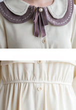 Load image into Gallery viewer, Retro Preppy Style Dress Female Chic Double Layer Doll Collar Cute Vestido Lady Single Breasted Korean Loose Lovely Midi Dress