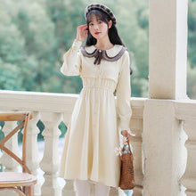 Load image into Gallery viewer, Retro Preppy Style Dress Female Chic Double Layer Doll Collar Cute Vestido Lady Single Breasted Korean Loose Lovely Midi Dress