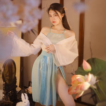 Load image into Gallery viewer, Retro Sexy Night Dress Net Gauze Perspective Temptation Classical Split Hanfu Maid Halloween Outfits for Women Cosplay Lingerie