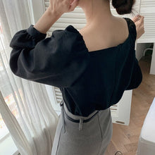 Load image into Gallery viewer, Retro Sweet Square Neck Elegant Shirt Women Loose Puff Sleeve Shirt Blouse Women Korean Style Chic Office Lady Blusas Mujer Moda