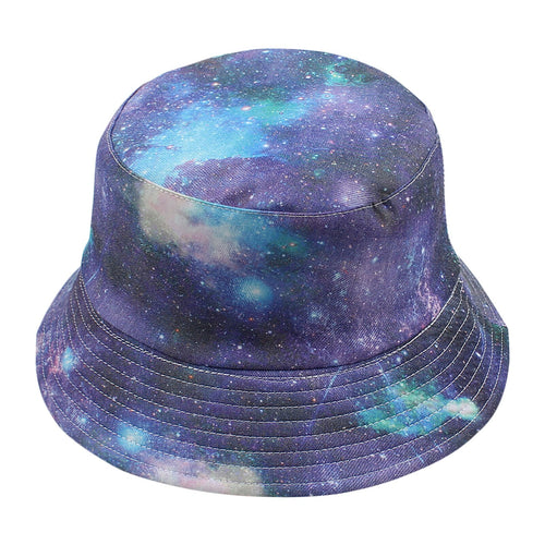 Reversible Bucket Hat Unisex Star Universe Pattern Packable Cap Fisherman Boonie Cap Sunscreen Beach Hats Travel Fashion
