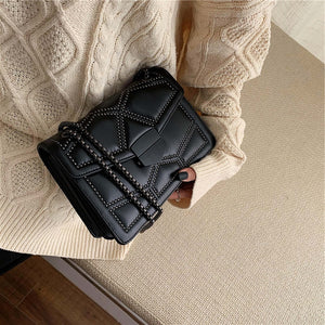 Rivet Chain Brand Designer PU Leather Crossbody Bags For Women 2020 Simple Fashion Shoulder Bag Lady Luxury Small Handbags