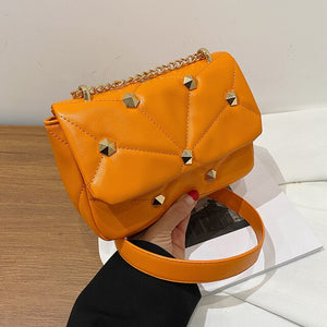 Rivets Pu Leather Brand Flap Crossbody Bags for Women 2021 Winter Designer Chain Shoulder Bag Female Handbags and Purses