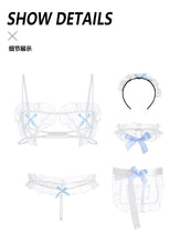 Load image into Gallery viewer, Roleplay Maid Costume Women Erotic Lingerie Sexy Perspective Imitation Pearl Open-crotch G-string Porno Sex Adult Uniform Set
