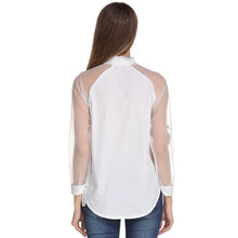 Load image into Gallery viewer, Rose Embroidered Shirt Women's Long Sleeve Openwork Mesh Stitching Sunscreen White Blouse Shirt