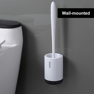 Rubber Head Toilet Brush With Holder Silicone Long Handle Household Bathroom Cleaning Brush Wall Mounted Brushes for toilet