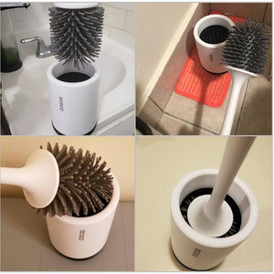 Rubber Head Toilet Brush With Holder Silicone Long Handle Household Bathroom Cleaning Brush Wall Mounted Brushes for toilet