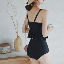 Load image into Gallery viewer, Ruffle Bikini Women Solid Swimwear High Waist Biquini Push Up Swimsuit Crop Top Pad Bathing Suit Korea Swimming Wrap Bandeau
