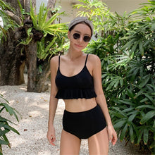 Load image into Gallery viewer, Ruffle Bikini Women Solid Swimwear High Waist Swimsuit Push Up Biquini Korea Style Bikinis Pink Bathing Suit Pad Swimming Suit