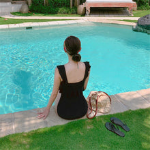 Load image into Gallery viewer, Ruffle One Piece Swimsuit Women Solid Swimwear Push Up Monokini Korea Style Swim Suit Bandeau Trikini Pad Bathing Suit Candy