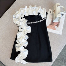 Load image into Gallery viewer, Ruffles Patchwork Diamonds Chain Strapless Elegant Women&#39;s Dress Summer 2022 leeveless Sexy Bandeau Short Fashion Party Dresss