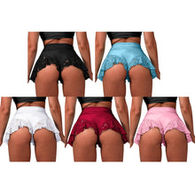 Load image into Gallery viewer, S-3XL Women Hip Lift Skinny Shorts Lace Ruffle Trim Elastic Waistband Pants Gym Yoga Dance Jogging Fitness Bottoms Dancewear