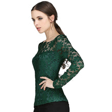 Load image into Gallery viewer, large size clothing sewing lace long sleeve elegant lace crochet shirt new casual top