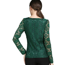 Load image into Gallery viewer, large size clothing sewing lace long sleeve elegant lace crochet shirt new casual top