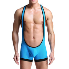 Load image into Gallery viewer, S-L Men Suspenders Bodysuit Boxer Shorts Bulge Pouch Underwear Wrestling Sports Pants Stretchy Breathable Briefs Swimsuit