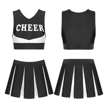 Load image into Gallery viewer, S-XL WomenCheerleading Outfit Schoolgirl Cosplay Letter Printe Sleeveless Crop Top with Pleated Skirt Sports Competition Costume